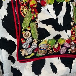 Vintage Rare Nicole Miller Scarf Grilling Food Theme Novelty